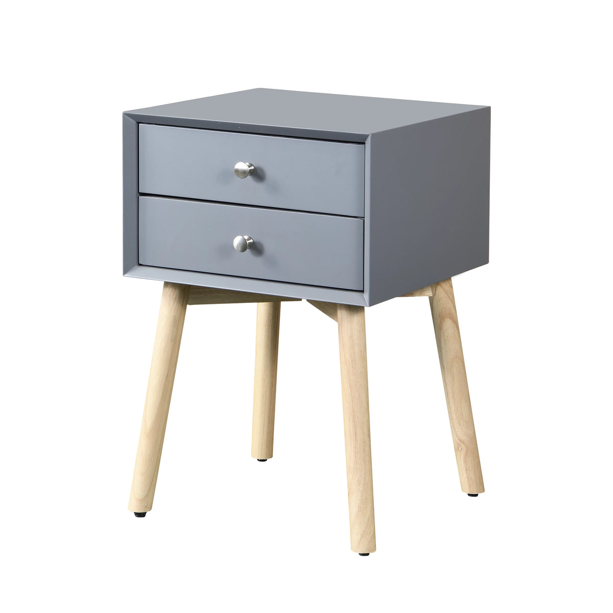 2 Drawer Rubber Wood Side Table H93374