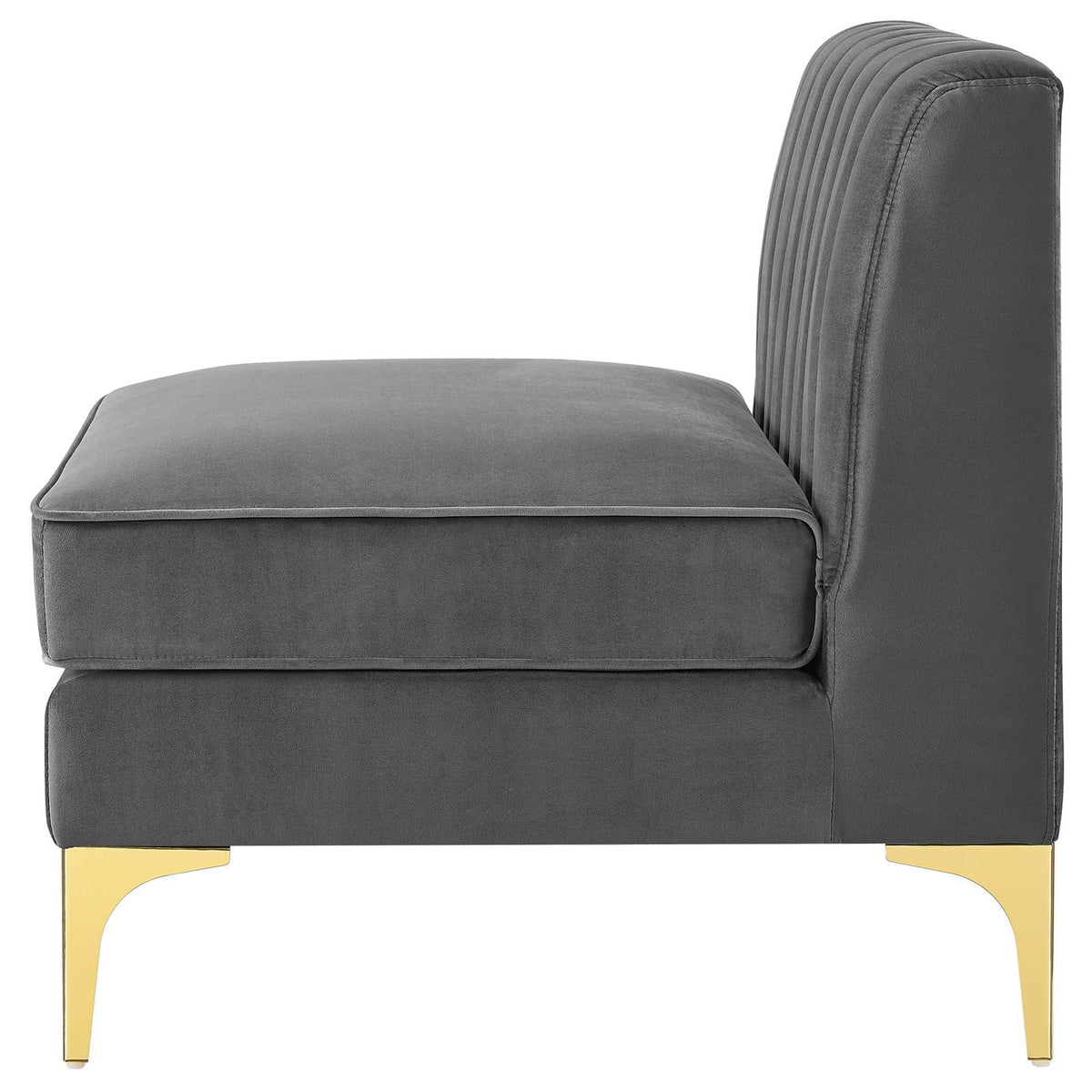 Gray Channel Tufted Performance Velvet 4-Seater Sofa V8362