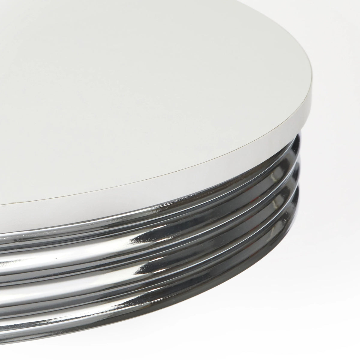 Round Bar Table 43.5" Tall White and Chrome Z88698
