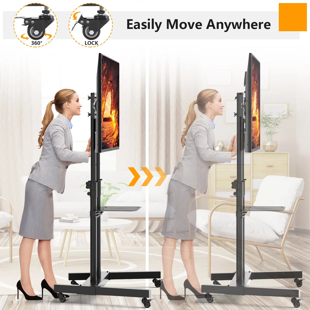 Black Rolling TV Cart for 32 to 65 inch TVs Z687