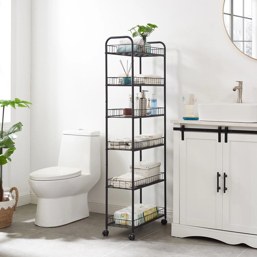 6 Tier Metal Wire Rolling Storage Cart with Baskets S72127