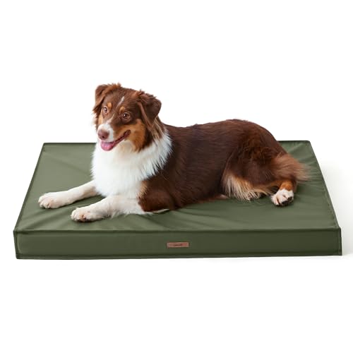 Waterproof Orthopedic Egg Crate Foam Dog Bed with Removable Washable Cover, Green G451830