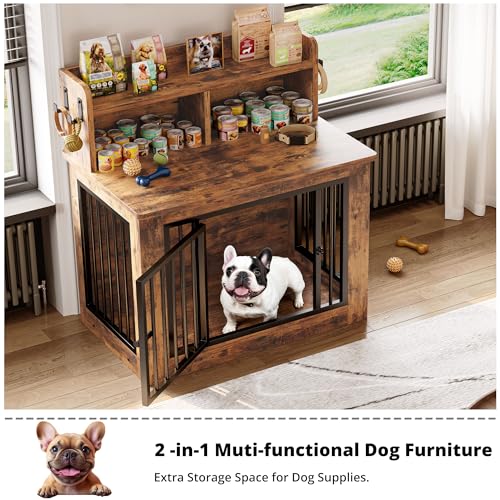 Extra Large Wooden Dog Crate with Storage D684