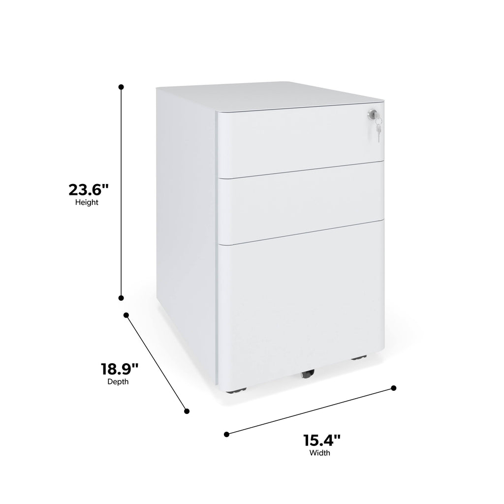 White Mobile Metal Pedestal Filing Cabinet G721359