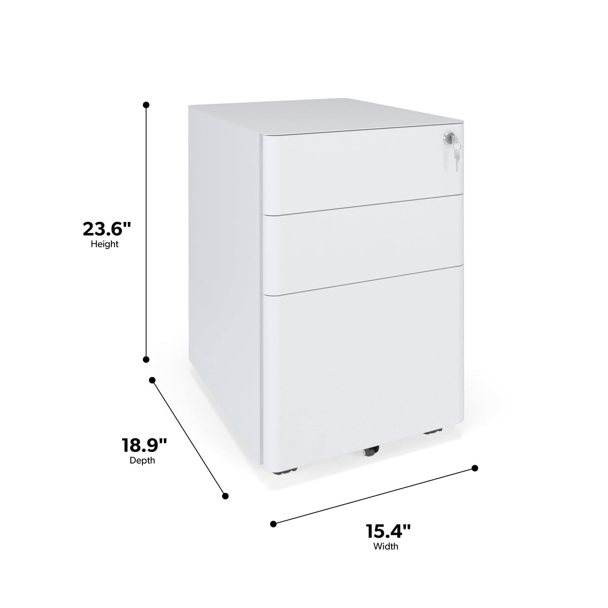 White Mobile Metal Pedestal Filing Cabinet G721359