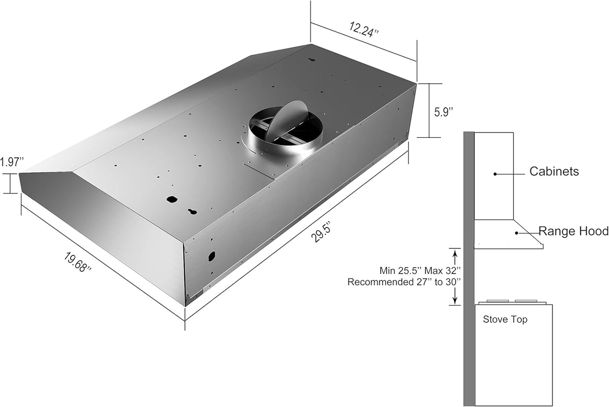 36 inch 900 CFM Slim Stainless Steel Under Cabinet Range Hood C760292