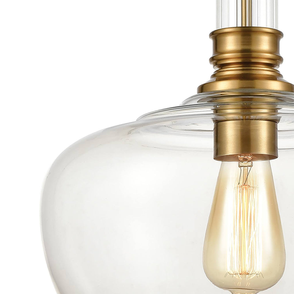 1-Light Pendant in Burnished Brass with Clear N8342