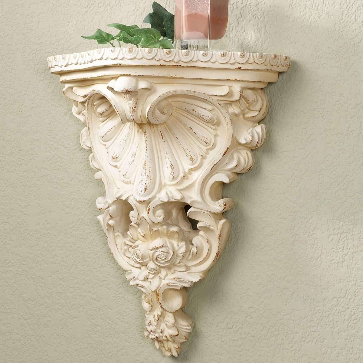 Wall Shelf Distressed Vanilla Finish Pack of 2 N26043