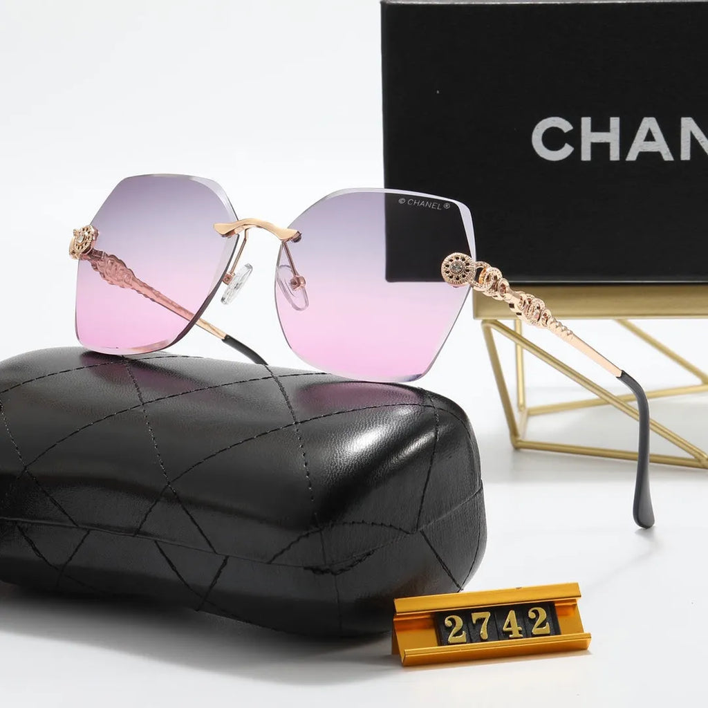 Frameless Rhinestone Flower Polarized Sunglasses U2517