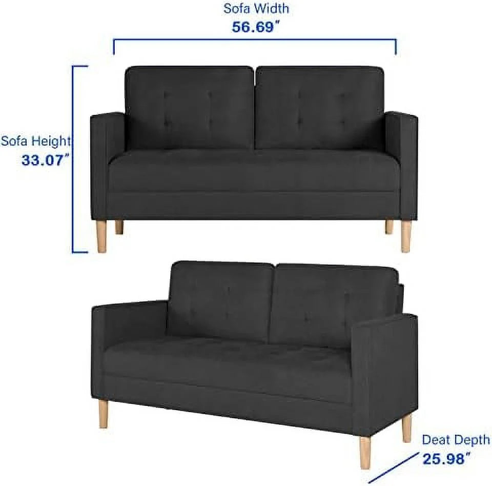 57" Tufted Loveseat and Chair Set of 2 Q352