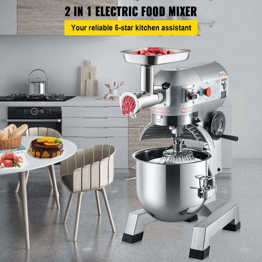 Commercial Stand Mixer with Meat Grinder, 20Qt Stainless Steel Bowl, 1100W B47128