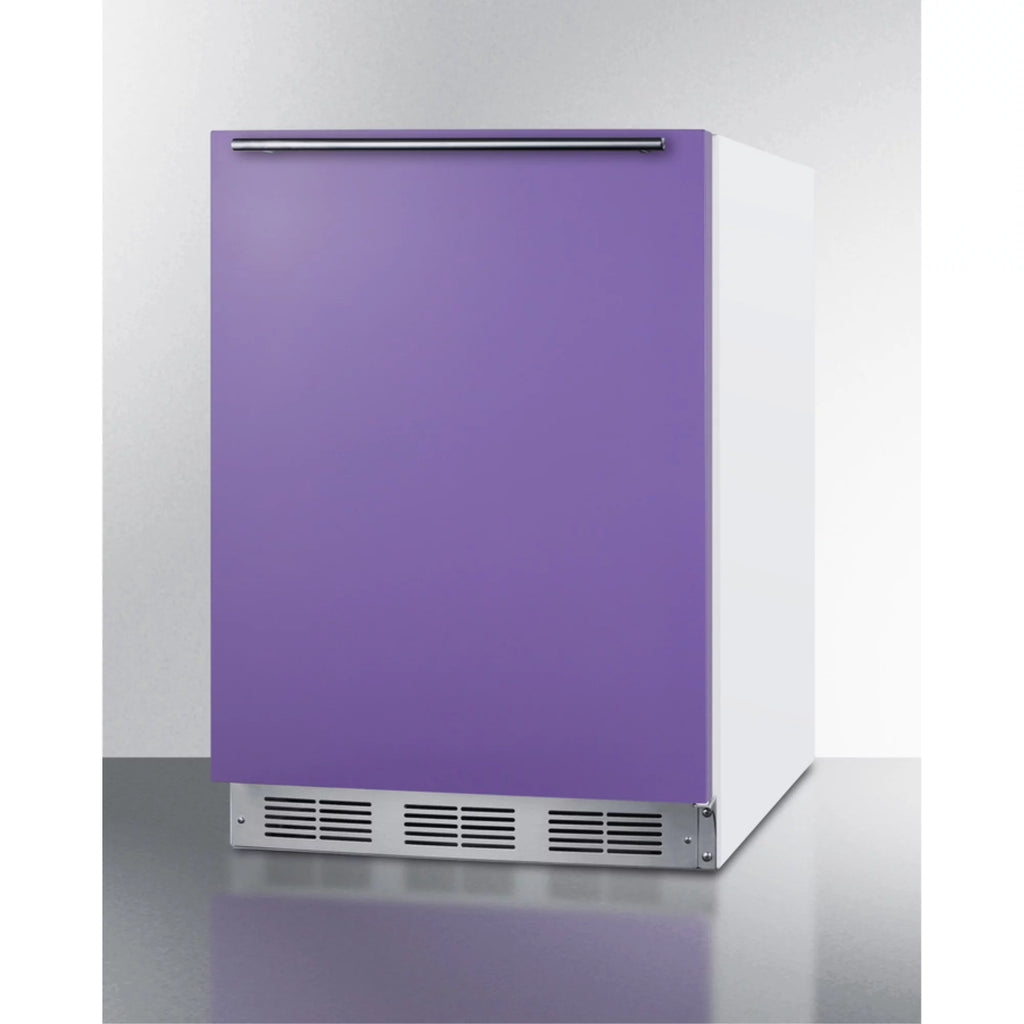 24" All-Refrigerator with Lavender Purple Door and Stainless Steel Handle M608