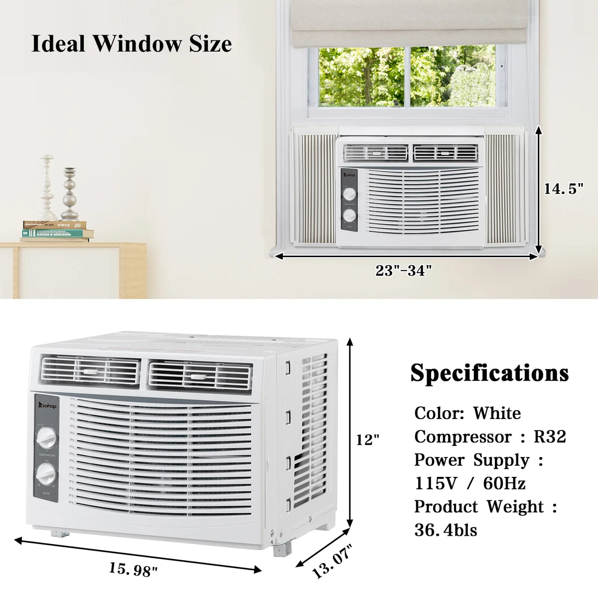 5000BTU 115V 450W White Window Air Conditioner G288321