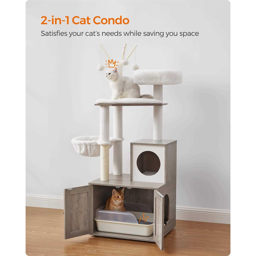 Cat Tree with Litter Box Enclosure 2-in-1 J621