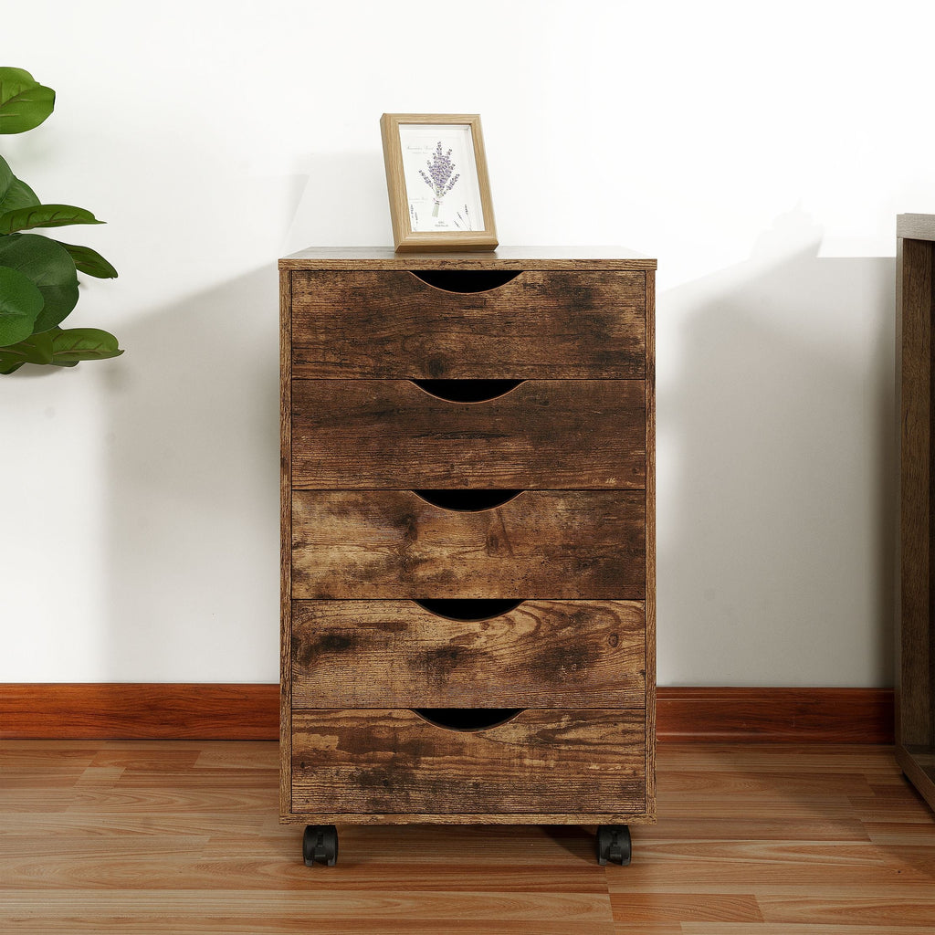 6 Drawer Grey Dresser with Wheels T357