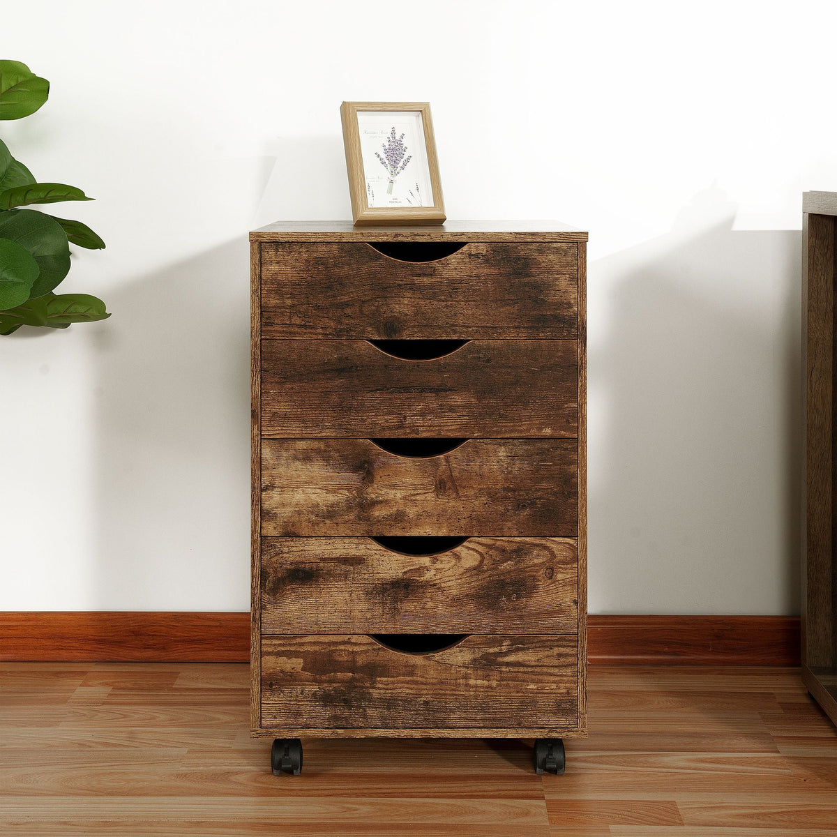 6 Drawer Grey Dresser with Wheels T357