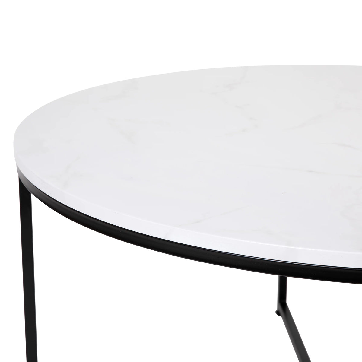 White Marble Finish Coffee Table with Matte Black Frame T55381