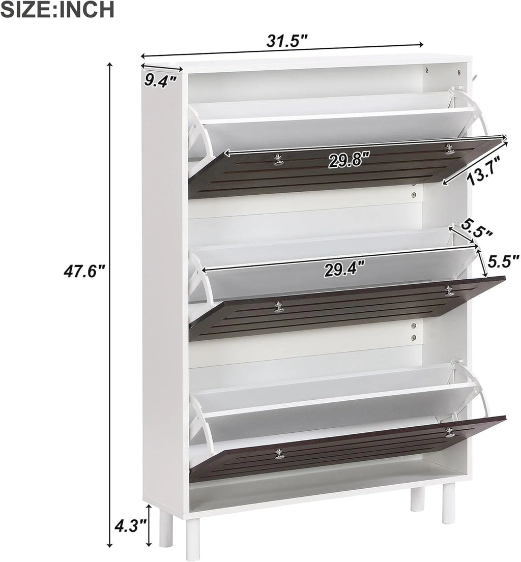 Slim Shoe Cabinet with 3 Flip Drawers V712236
