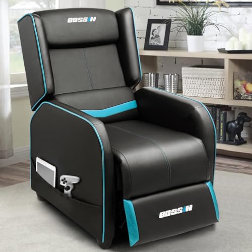 Cyan PU Leather Gaming Recliner Chair G351