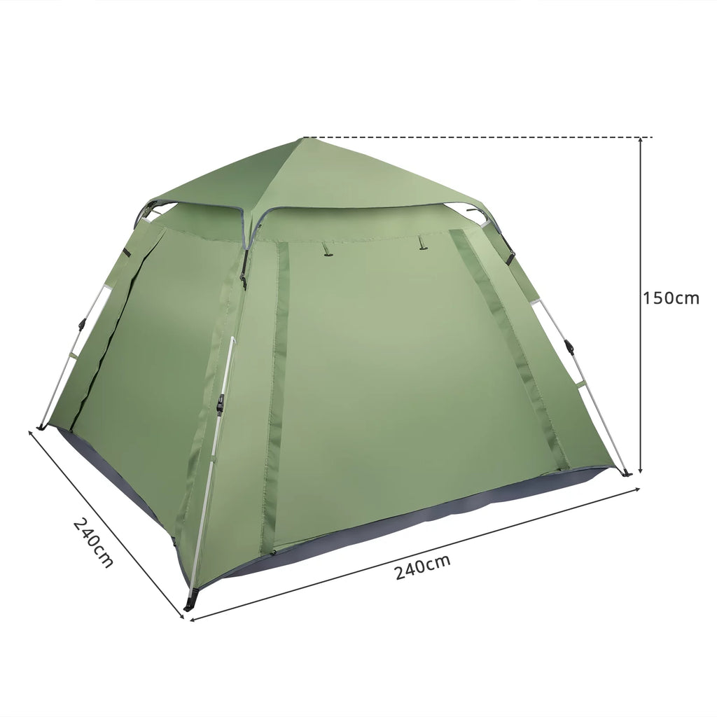Camping Instant Tent 4 Person Waterproof Green J327457