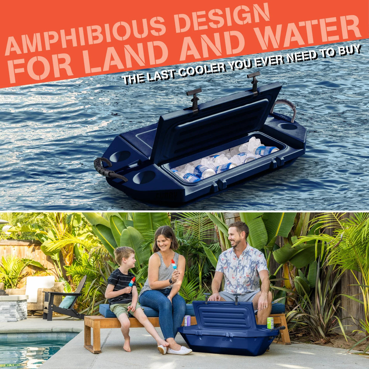 Floating Cooler and Dry Storage Vessel 40QT Navy C220
