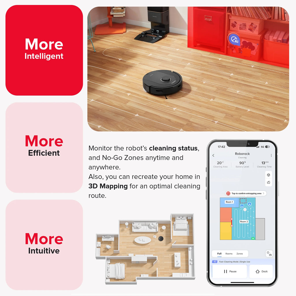 Robot Vacuum and Mop with Auto-Empty Dock H406