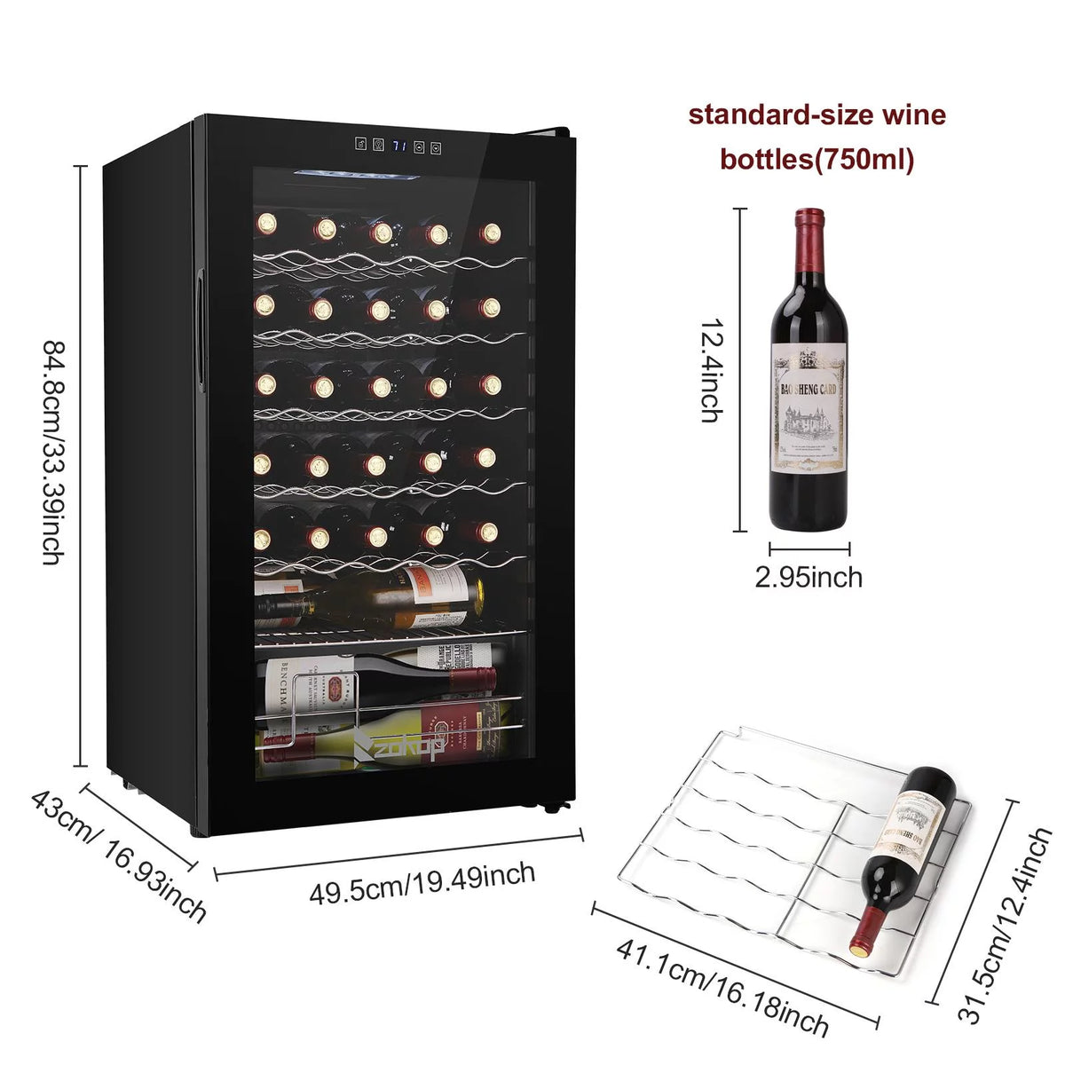 34 Bottle Compressor Wine Fridge, Black U64135
