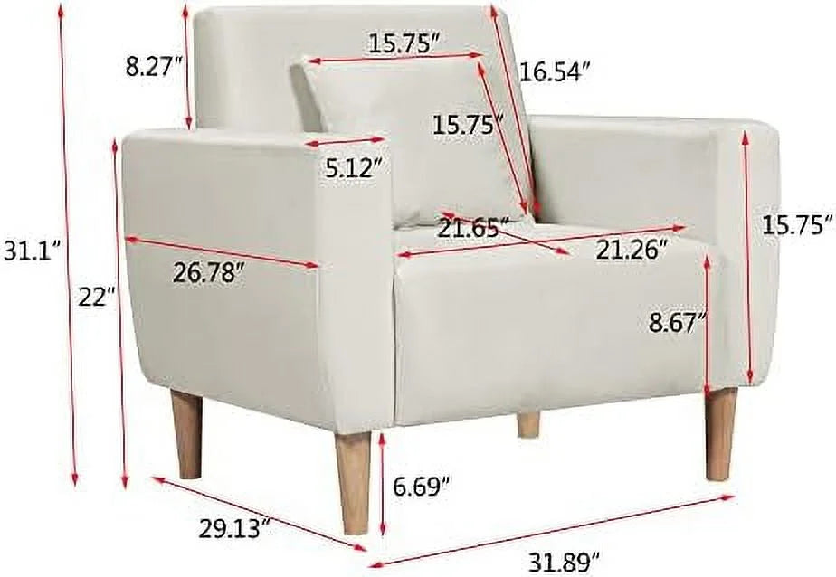 Gray Polyester Accent Chair with Toss Pillow V779213
