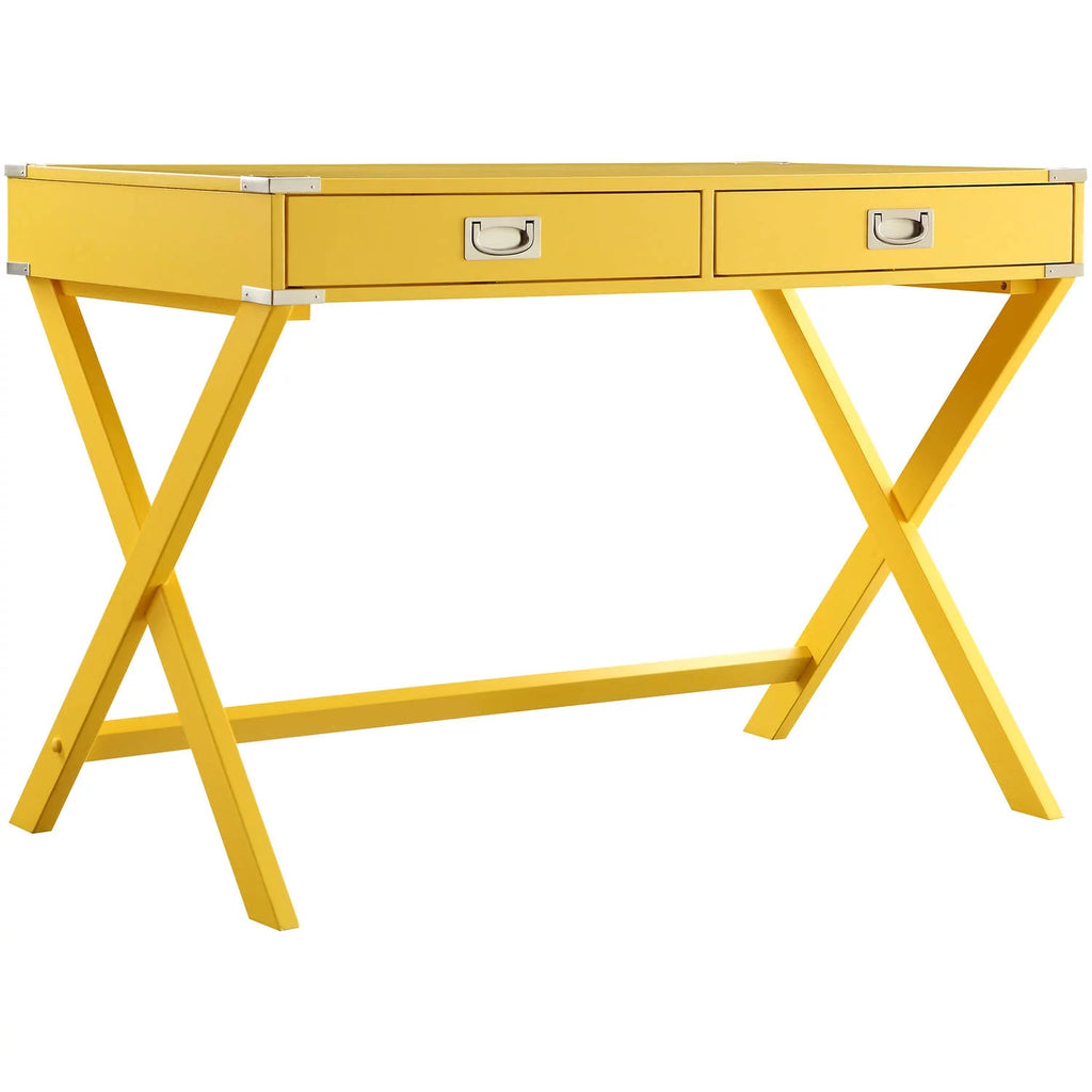 Banana Yellow Wood Writing Desk with Drawers K7801