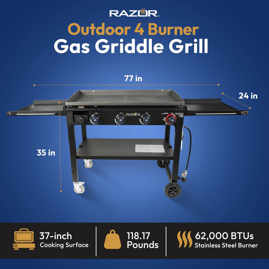 2 Burner LP Propane Gas Griddle with Folding Shelf T50983