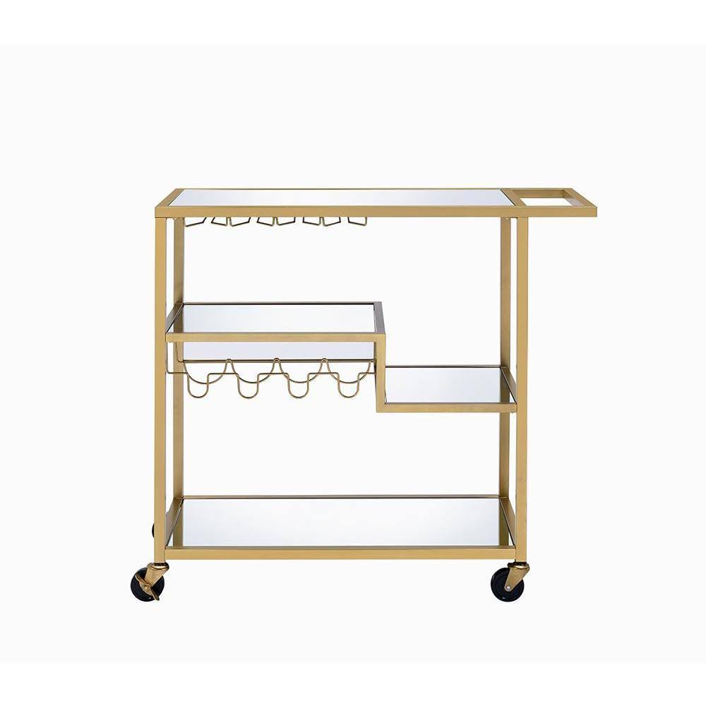 Gold and Clear Glass Serving Cart V74205