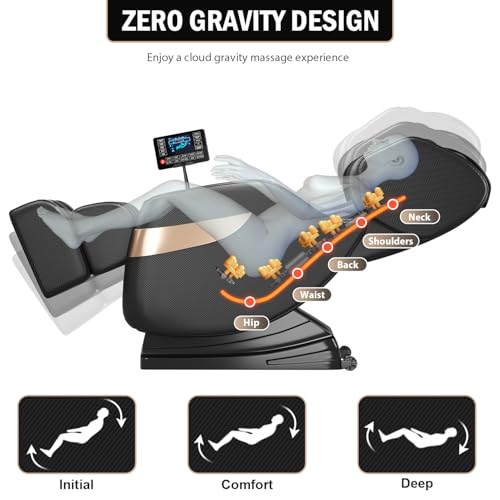 Zero Gravity Full Body Shiatsu Massage Chair with Airbags Foot Massage LCD Control Waist Heater Bluetooth Black U968
