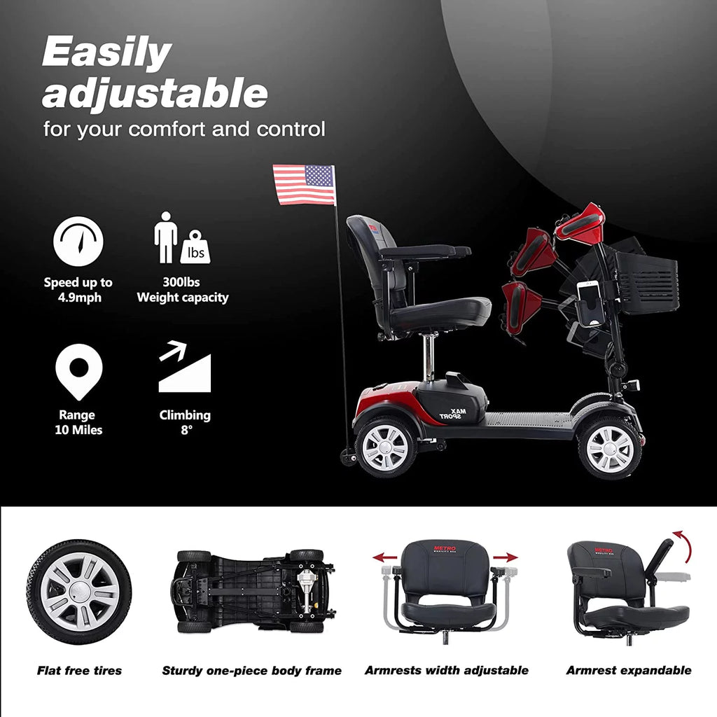 4 Wheel Folding Electric Mobility Scooter with Basket J572