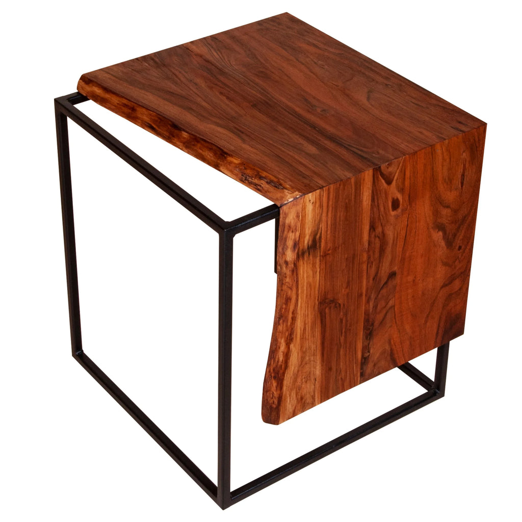 21 Inch Solid Acacia Wood Live Edge Side Table L899