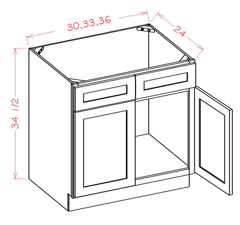 Grey 30x22 Sink Base Cabinet with 2 Doors and 2 False Drawers D5750