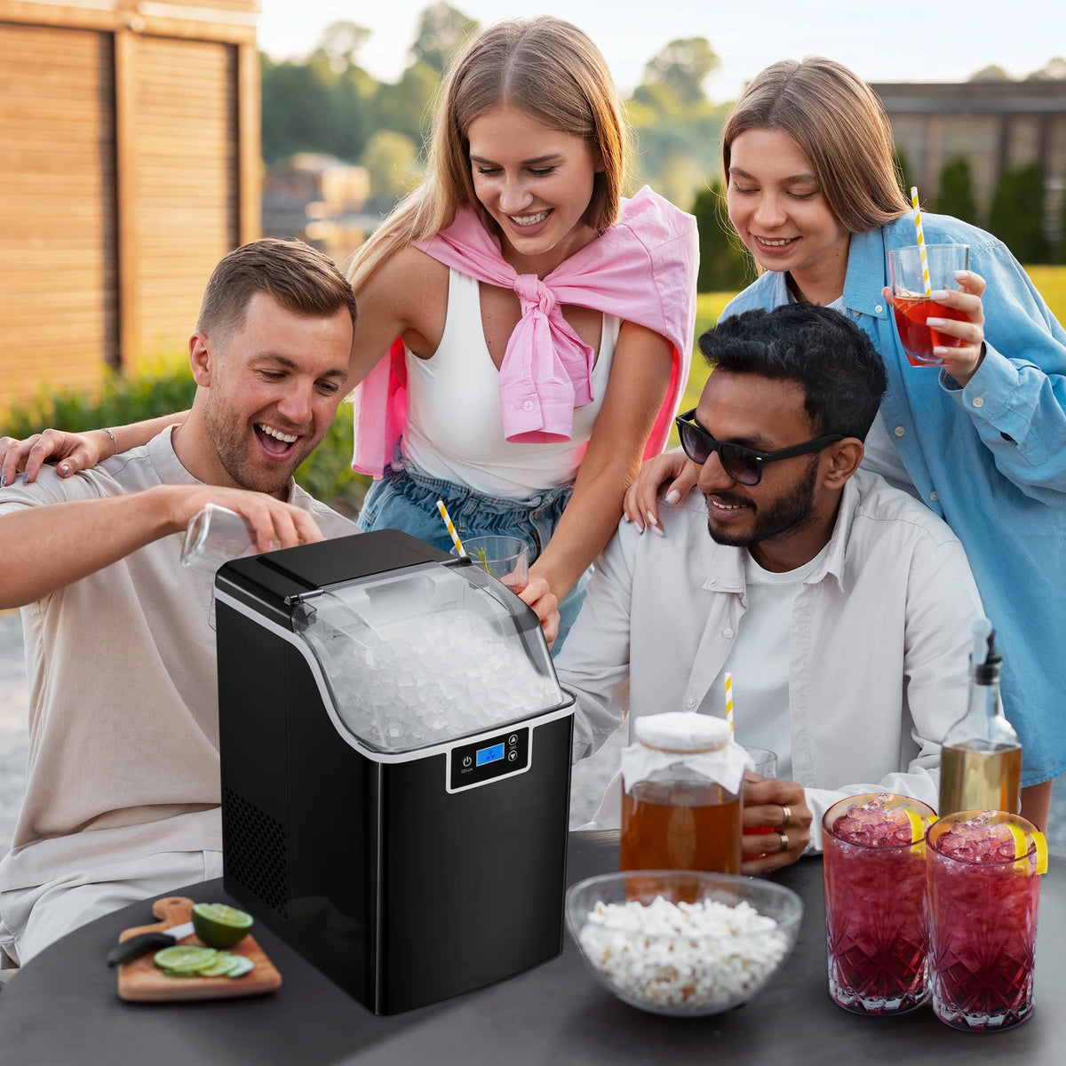 Black Portable Countertop Ice Maker with Basket & Scoop N917940