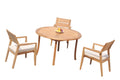 Grade-A Teak 4 Pc Outdoor Dining Set with 52" Round Table and 3 Stacking Arm Chairs W601370