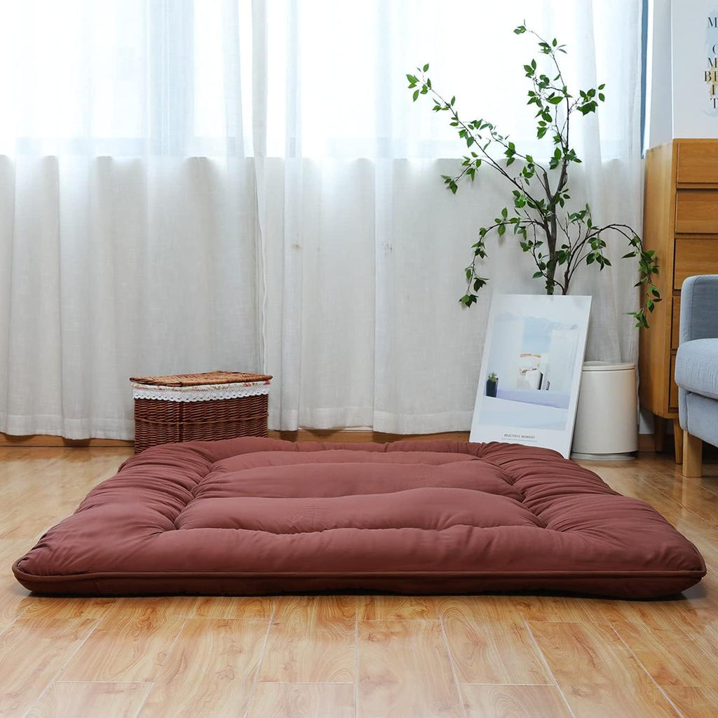 Japanese Floor Mattress Foldable Roll Up Tatami Mat with Washable Cover Q614
