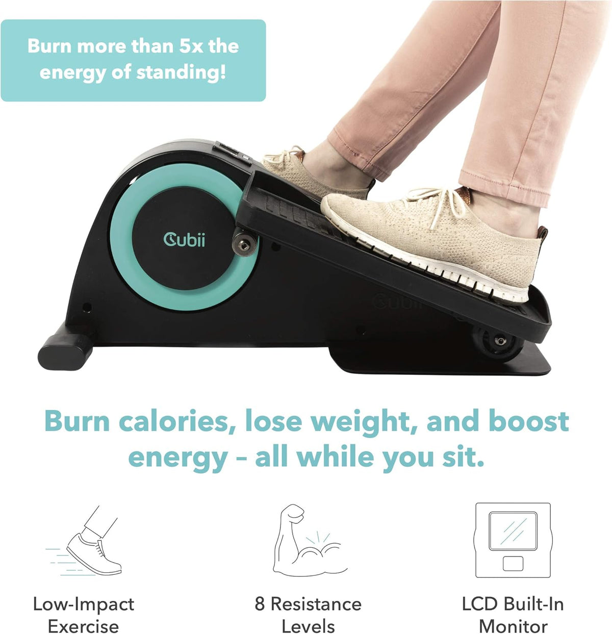 Aqua Under Desk Elliptical Machine with Adjustable Resistance & Display R81598