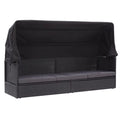 Black Poly Rattan Patio Sun Lounger with Canopy and Cushion Q273387