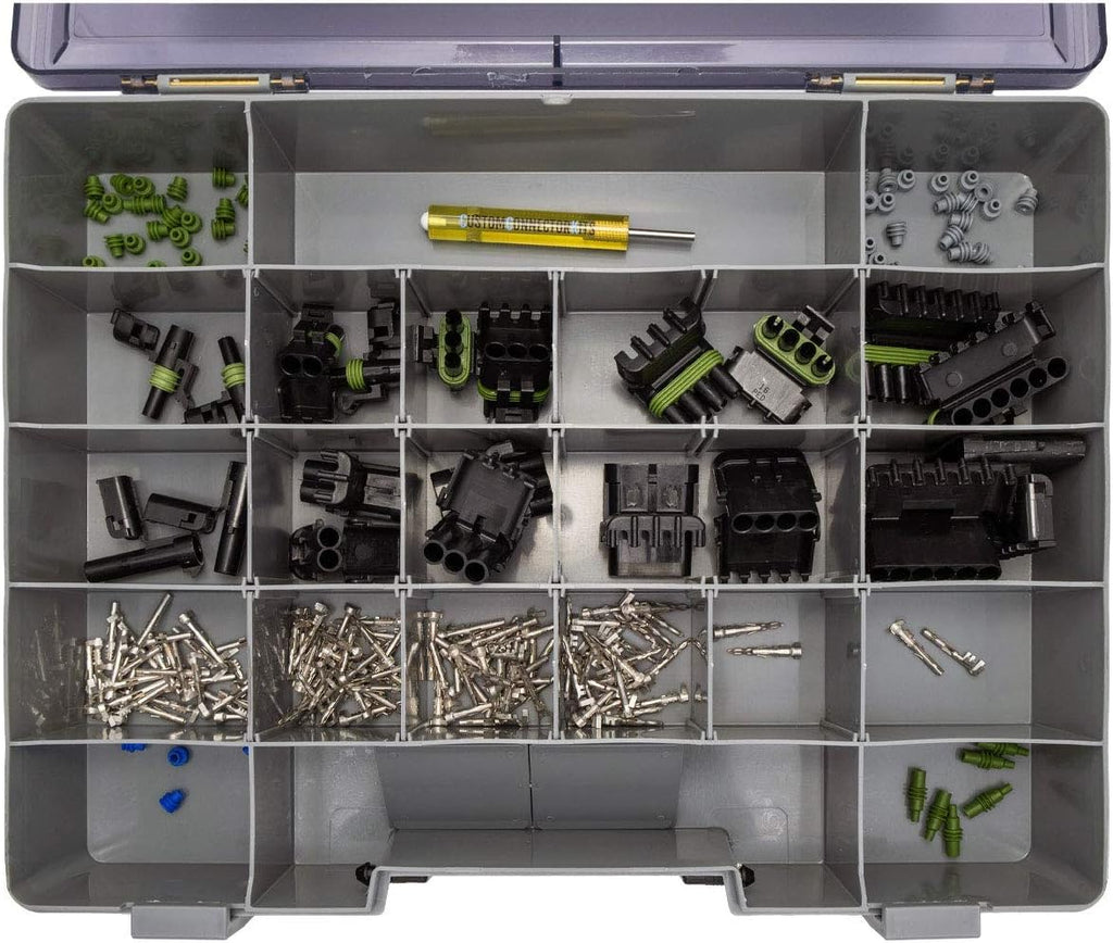 Sealed Weatherproof Automotive Electrical Connectors 155 Piece Kit with Crimp Tool N882