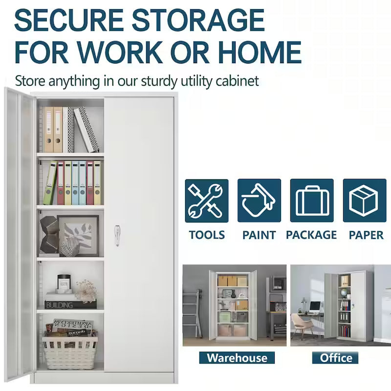 72 in. H x 36 in. W x 18 in. D Gray Metal Storage Cabinet Set C658