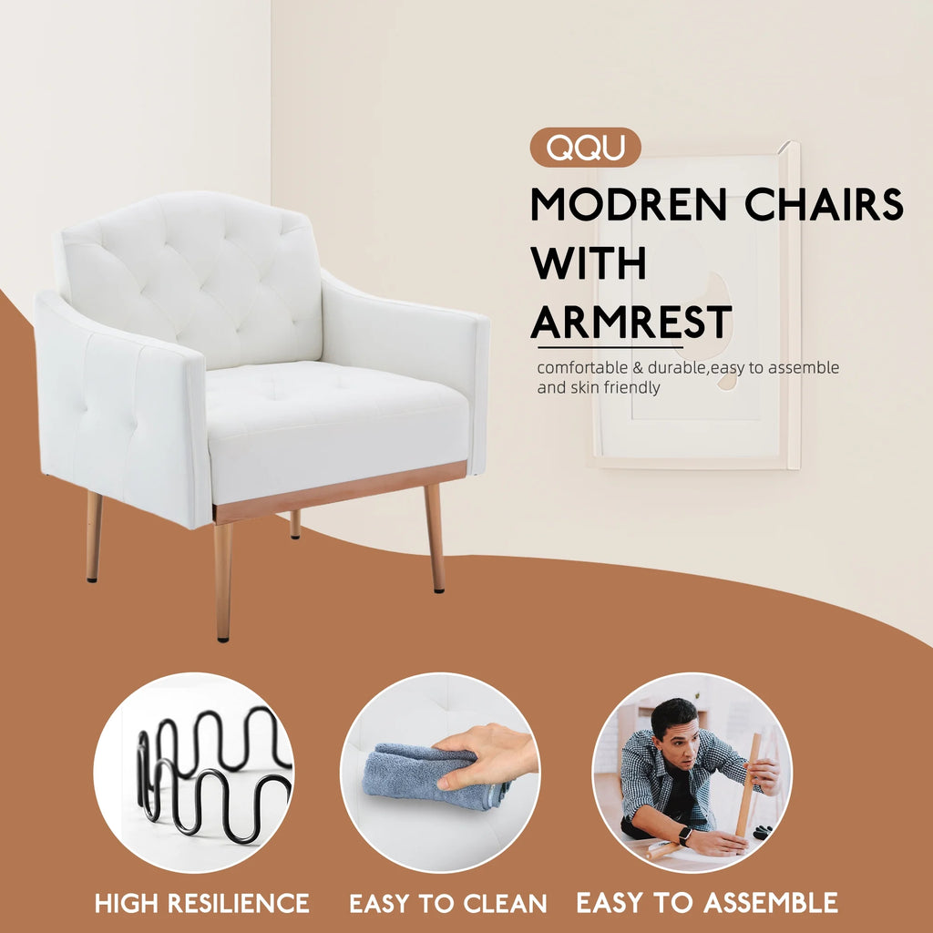 White PU Leather High-Back Accent Chair O2721