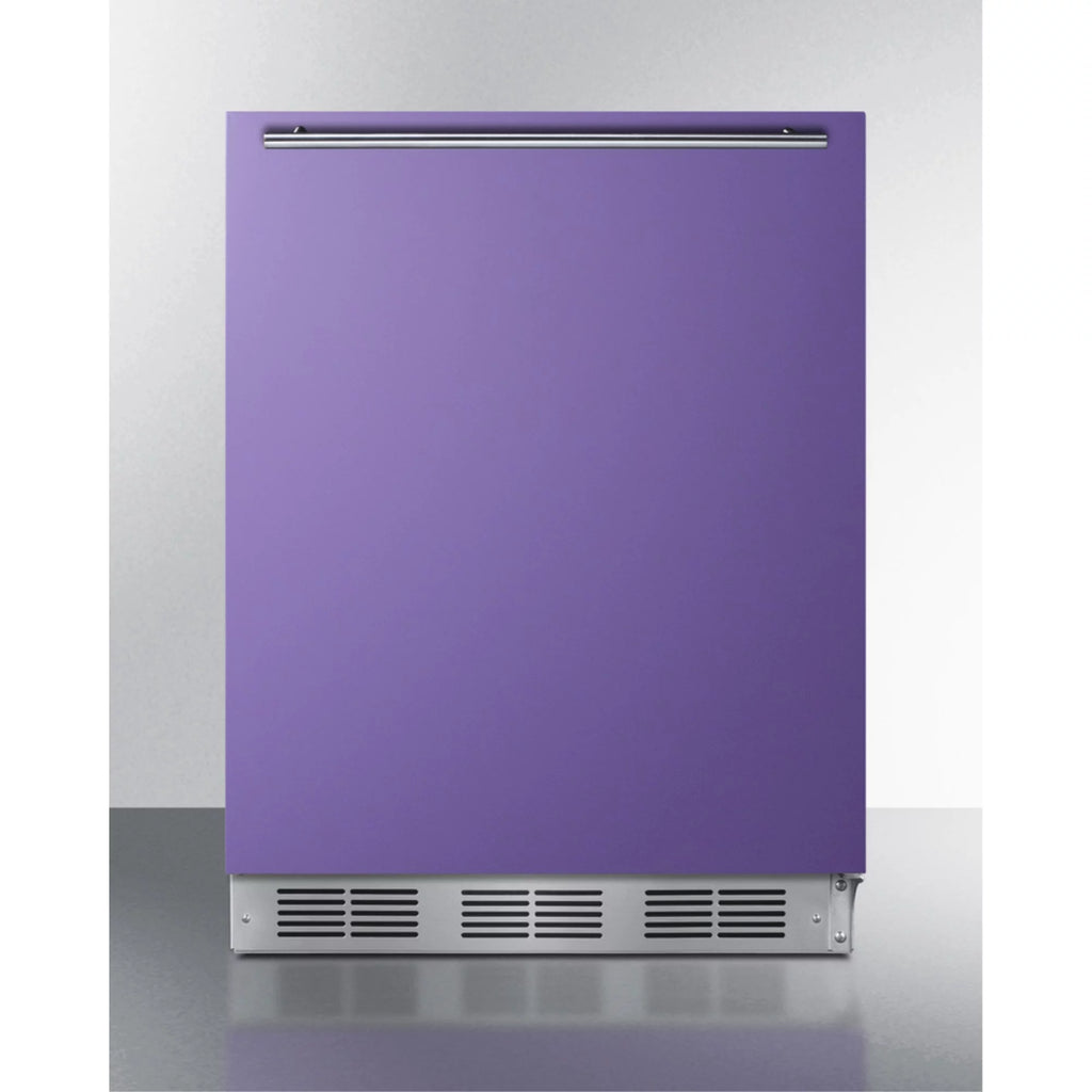 24" All-Refrigerator with Lavender Purple Door and Stainless Steel Handle M608