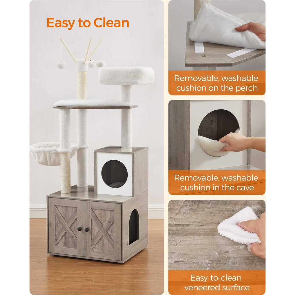 Cat Tree with Litter Box Enclosure 2-in-1 J621