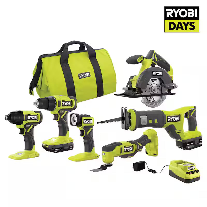 18V Cordless 6-Tool Combo Kit with Battery and Charger L516