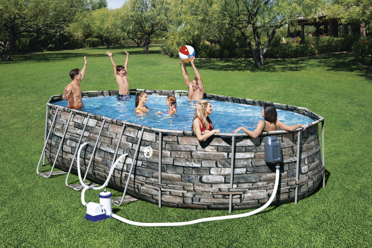 Coleman 20' Power Steel Comfort Jet Oval 48 Deep Metal Frame Above Ground Pool L9399