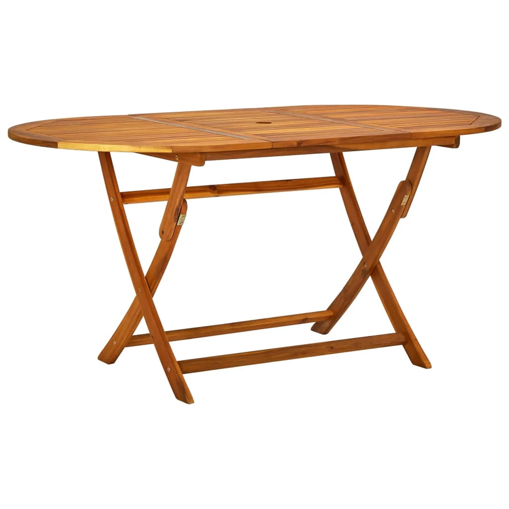 7 Piece Wooden Outdoor Patio Dining Set Folding Table 6 Foldable Adjustable Chairs M440025