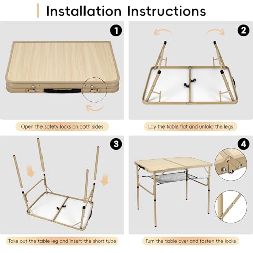 2Ft Adjustable Aluminum Folding Camping Table G12750