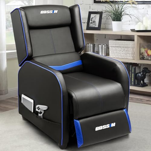 Cyan PU Leather Gaming Recliner Chair G351